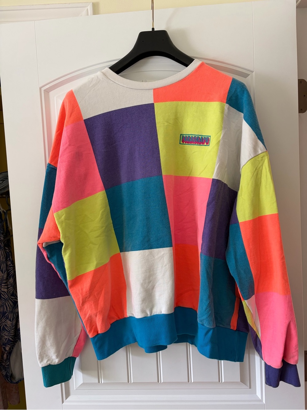 Paragraph(Korean Streetwear) Colorblock Crewneck Sweatshirt Multicolor One Size